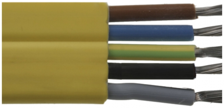 Câble plat Woertz Technofil 5×2.5 mm² PVC jaune Eca Une longueur
