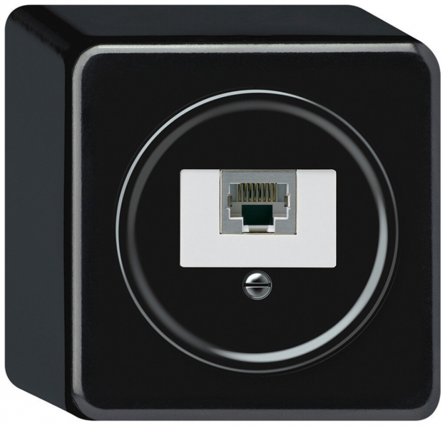 Boîte de raccordement AP origin RJ45 8(4) cat.6 droit blindé 88×88×54mm noir 