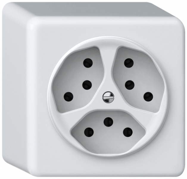 Presa AP origin 3×tipo 13 10A 230V 88×88×54mm bianco 