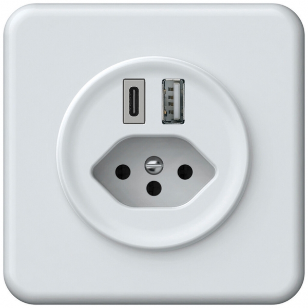 Prise de charge USB ENC origin 1×USB-A 1×USB-C 3000mA 5V avec type 13 blanc 