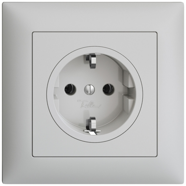Presa INC Feller EDIZIOdue Schuko 16A 230V 88×88mm grigio chiaro 