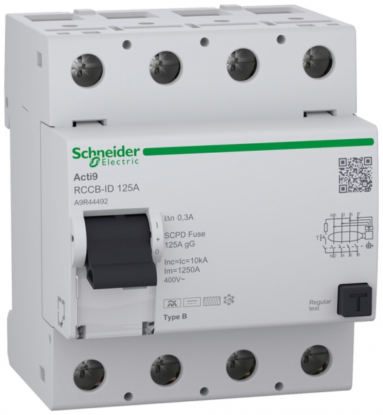 Interruttore differenziale SE Acti9 RCCB-ID 4P 400V 0.3A B 125A 4UM 