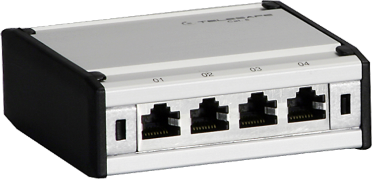Patch box mini 4×RJ45 cat.6 STP, gris aluminium, blindé 