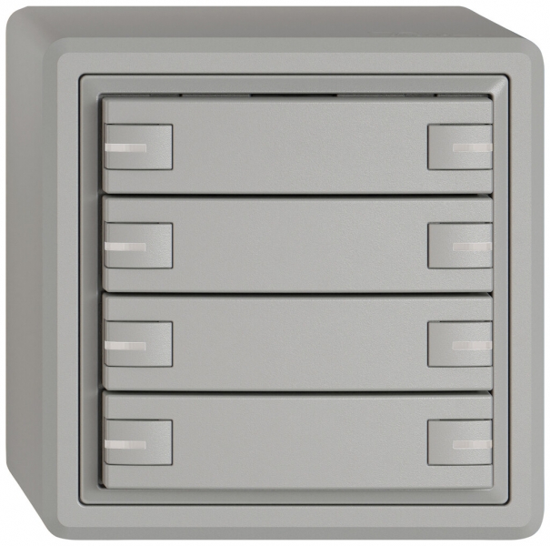 Pulsante KNX RGB AP EDIZIO.liv SNAPFIX® sensore temp.RGB-LED 8× com.1T grc 