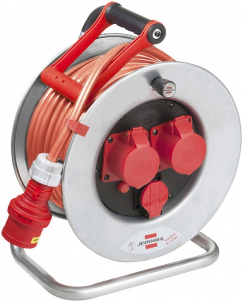 Avvolgicavo Garant SK 320 Ø320mm 25m 5×2.5mm² 2×CEE16 1×T25 acciaio grigio IP44 