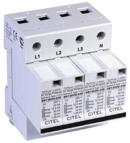 Parafoudre Flury DS 130VGS-230 type 1+2+3, 4-pôles 