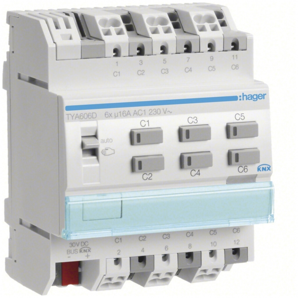 Modulo di uscita AMD KNX Hager system 16A C carico sestuplo 