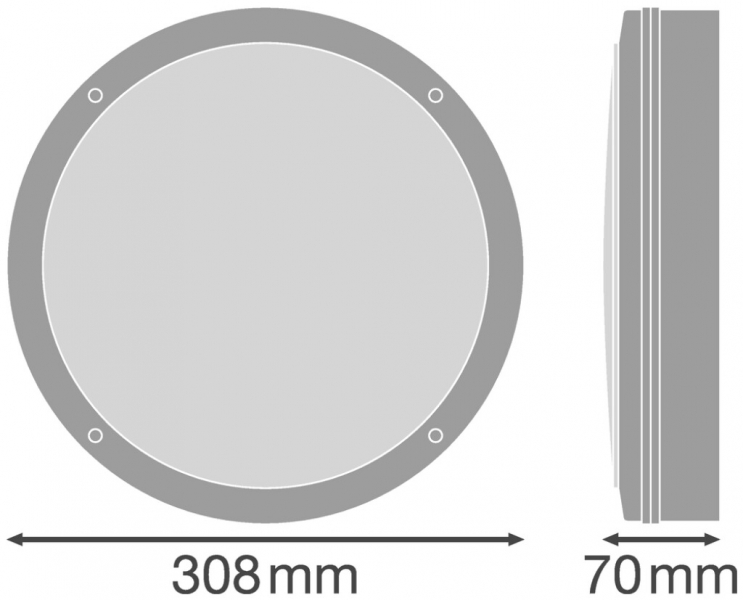 Plafonnier/applique LED SURFACE BULKHEAD 300 SENSOR 15W 1400lm 840 IP65 noir 