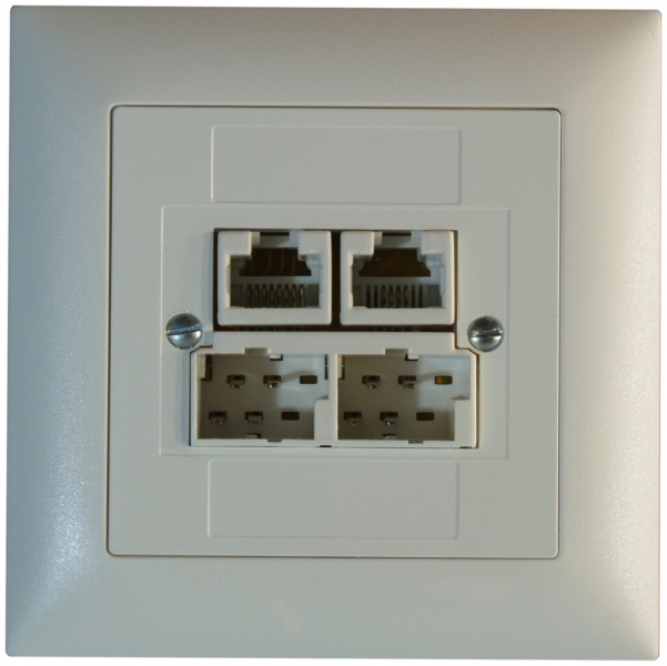 Scatola INC SOHO 2×TT/2×RJ45/u sep.ITplus EDIZIOdue bianco 