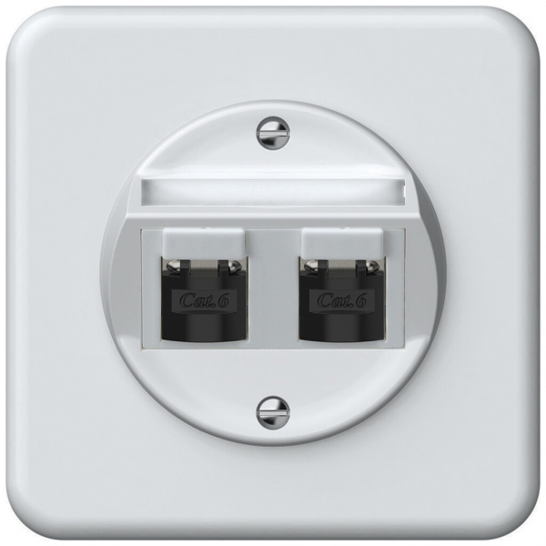 Boîte de raccordement ENC origin 2×RJ45 8(8) cat.6 oblique blindé 92×92mm blanc 