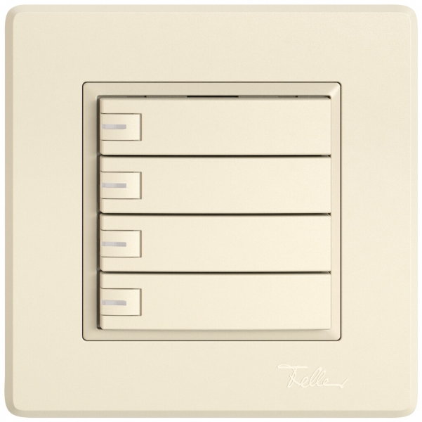 Poussoir universel ENC EDIZIO.liv UNI SNAPFIX® 12…48V a.LED bleu 4× comm.1T cr 