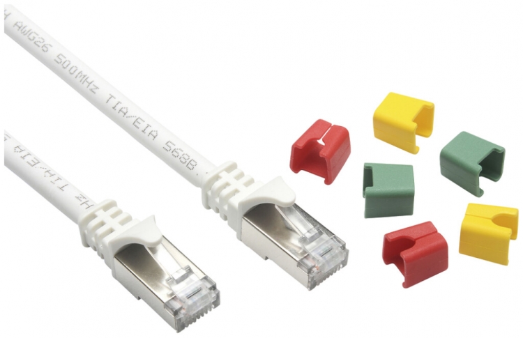 Câble patch RJ45 Ceconet Round, cat.6A S/FTP, rond, codable, blanc, 3m 