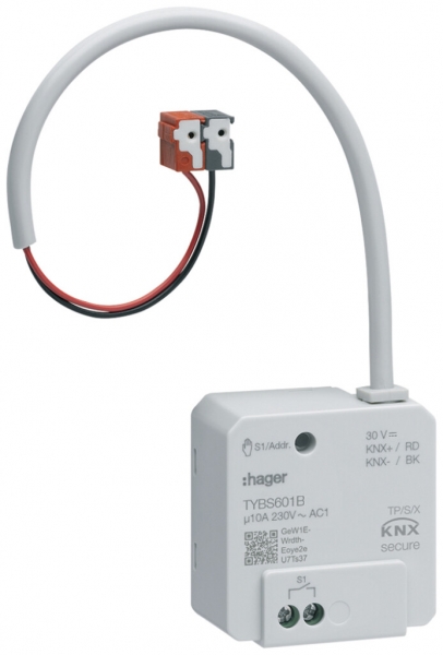 Actionneur-commutateur INC Hager TYBS601B KNX Secure simple 10A/230VAC 