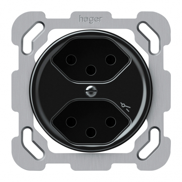 Prise ENC origin 2×type 13 1×S 10A 230V 77×77mm noir 