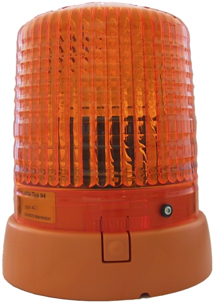 Feu tournant LED type 94-V suivi tél. 230V E14 Ø155×194mm calotte orange 
