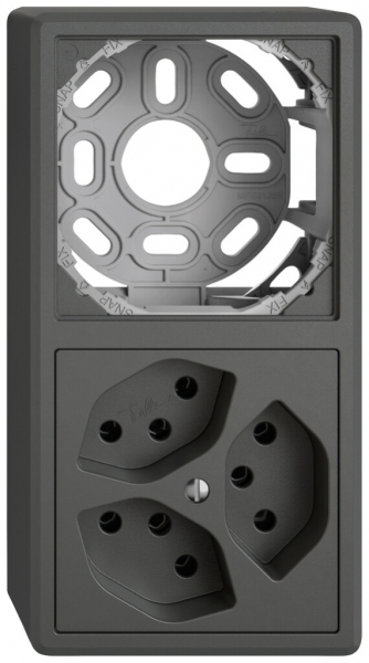 Combinazione AP EDIZIO.liv SNAPFIX® 2×1 140×74mm vuoto+3×T13 grigio scuro 