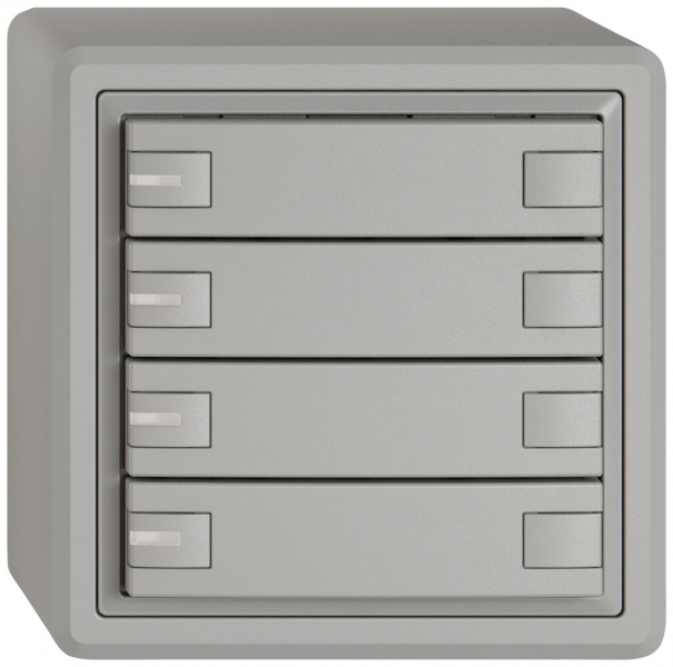Pulsante KNX RGB AP EDIZIO.liv SNAPFIX® sensore temp.RGB-LED 4× com.2T grc 