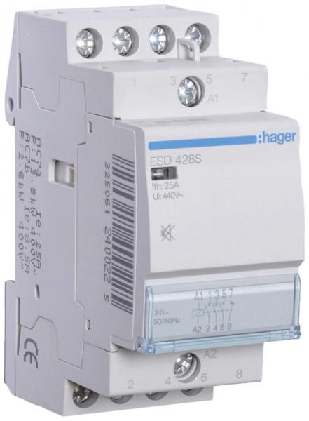 Contattore AMD Hager 24VAC 3 chiusura 1 apertura 25A senza ronzio 2UM 