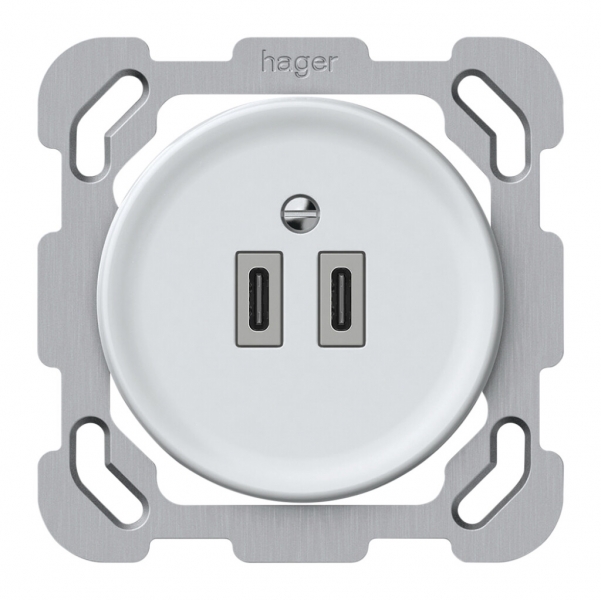 Presa di carica USB INC origin 2×USB-C 3000mA 5V bianco 