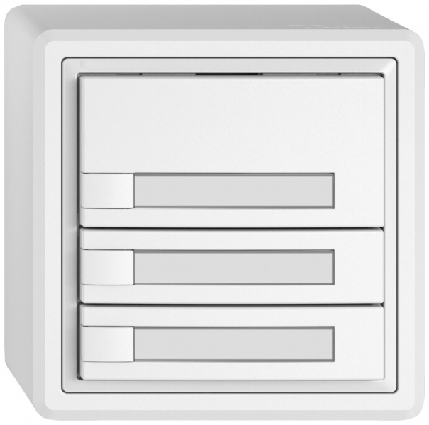 Pulsante universale AP EDIZIO.liv UNI SNAPFIX® 12…48V s.LED 3× com.1T targ.bi 