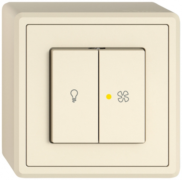 Interruttore a pulsante lum.AP EDIZIO.liv SNAPFIX® luce&venti 3/3/1L KS gi cr 