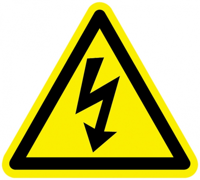 Warnaufkleber Blitz 65×65mm selbstklebend gelb 