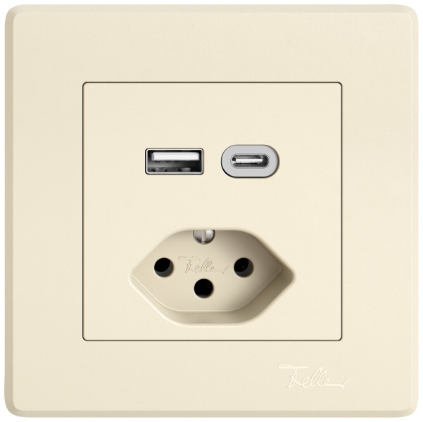 Presa di ricarica USB INC EDIZIO.liv SNAPFIX® USB A+C/T13 3A 230VAC cr 