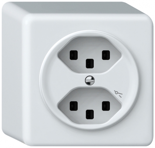 Presa AP origin 2×tipo 23 1×S 16A 230V 88×88×54mm bianco 