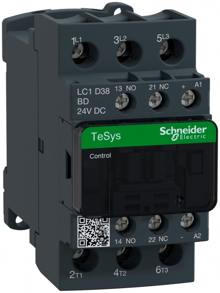Contacteur Schneider Electric LC1D38BD 24VDC 1F+1O 38A TeSys 