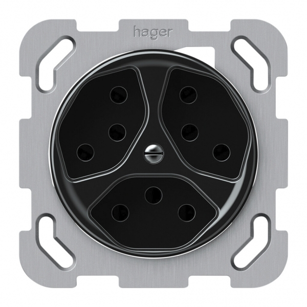 UP-Steckdose origin 3×Typ 13 10A 230V 77×77mm schwarz 