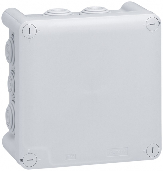 Boîte de dérivation PLEXO vide 130×130mm gris clair 