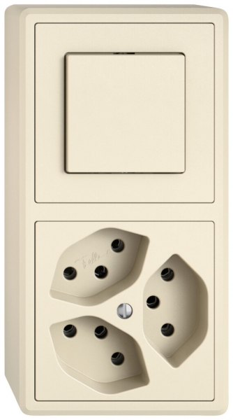 Combinazione AP EDIZIO.liv SNAPFIX® 2×1 140×74mm schema 3/1L+3×T13 crema 