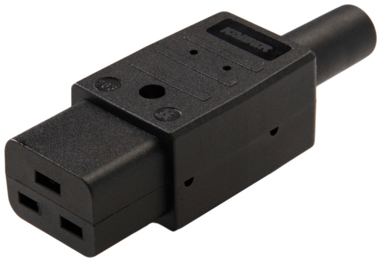 Presa d'apparecchi tipo C19 (J) ELBRO 16A 230VAC dritto max.70°C nero IP20 