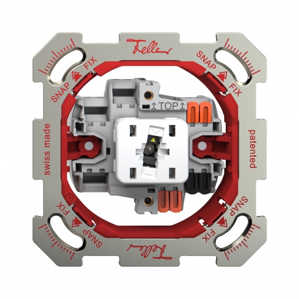 Interrupteur à poussoir lumineux ENC Feller SNAPFIX® 3/1L lent.front.LS jn 