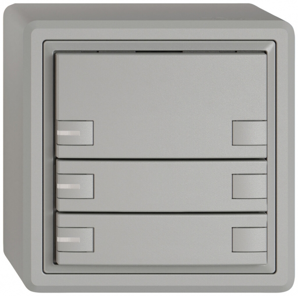 Poussoir KNX RGB AP EDIZIO.liv SNAPFIX® capteur temp.RGB-LED 3× comm.2T grc 