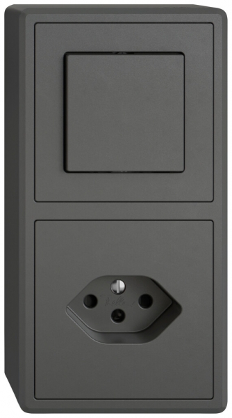 Combinazione AP EDIZIO.liv SNAPFIX® 2×1 140×74mm schema 3/1L+1×T13 grigio scuro 