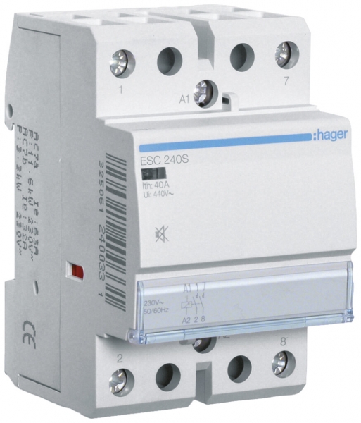 Contattore AMD Hager 230VAC 2 chiusura 0 apertura 40A senza ronzio 3UM 