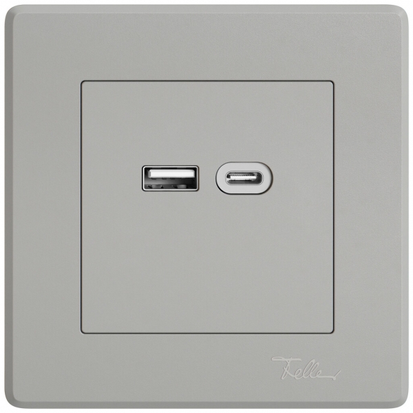 UP-USB-Ladesteckdose EDIZIO.liv SNAPFIX® 230VAC 18W 1×USB Typ A 1×USB Typ C hgu 