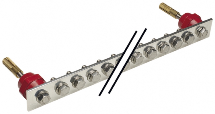Barre compensation de potentiel Flury PA 20, Cu ét., 1-rang 190×30×6mm, 6×M6 