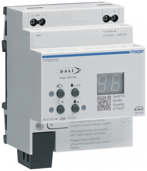 Gateway KNX/DALI AMD Hager TYFS671D, 1-canal 1×64 participants, Tunable White 