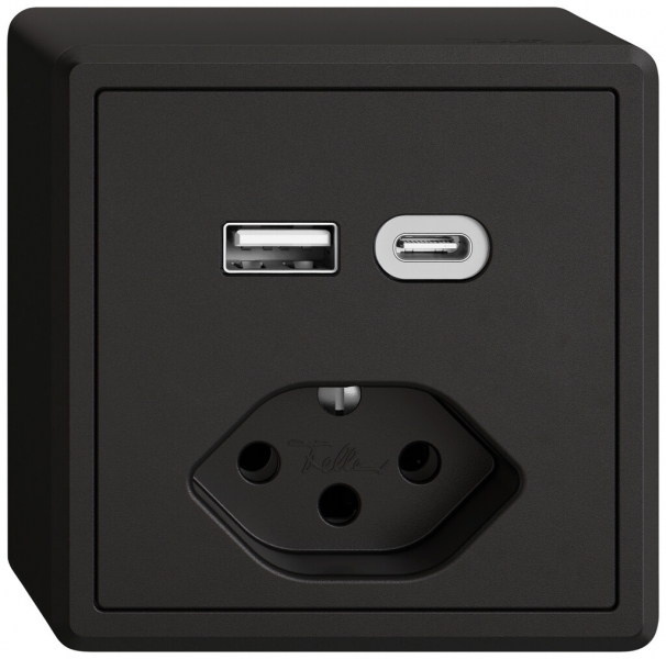 Prise de charge USB AP EDIZIO.liv SNAPFIX® USB A+C/T13 3A 230VAC no 