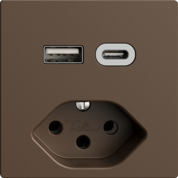 Prise USB type A+C + type 13 Feller EDIZIOdue F 230V 3000mA coffee 
