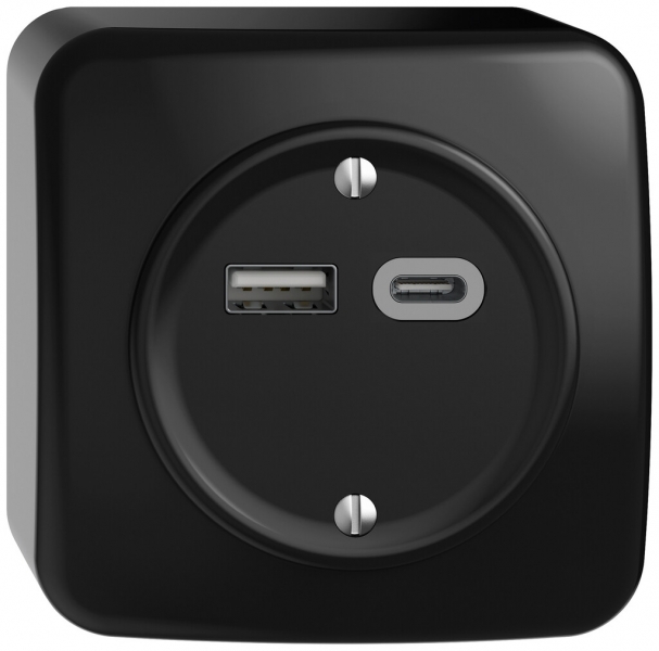 Presa di carica USB AP STANDARDdue SNAPFIX® 230V AC 18W 1×USB A 1×USB C ne 