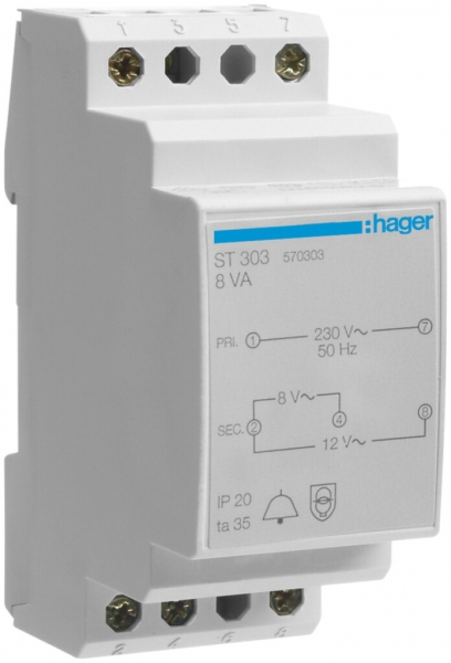 Petit transformateur AMD Hager 8W 8V 12V 0.67A 2UM 