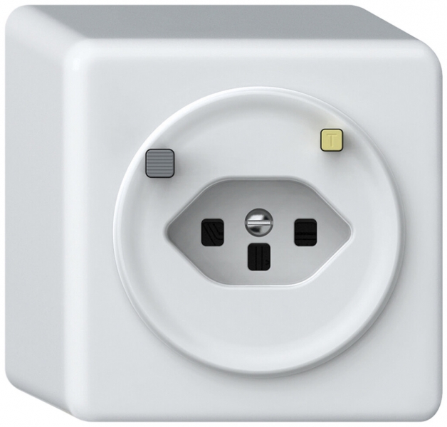 Prise FI AP origin 1×type 23 30mA 16A 230V 88×88×54mm blanc 