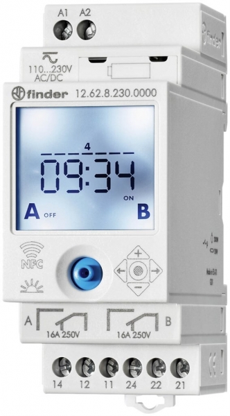 Interrupteur horaire hebdo AMD Finder 12.62, 2C 16A 230VAC NFC 2UM 