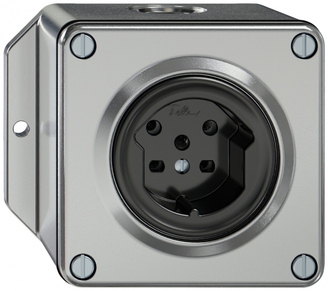 AP-Steckdose ELEMENT SNAPFIX® 1×Typ 15 10A 440V IP20 alu 