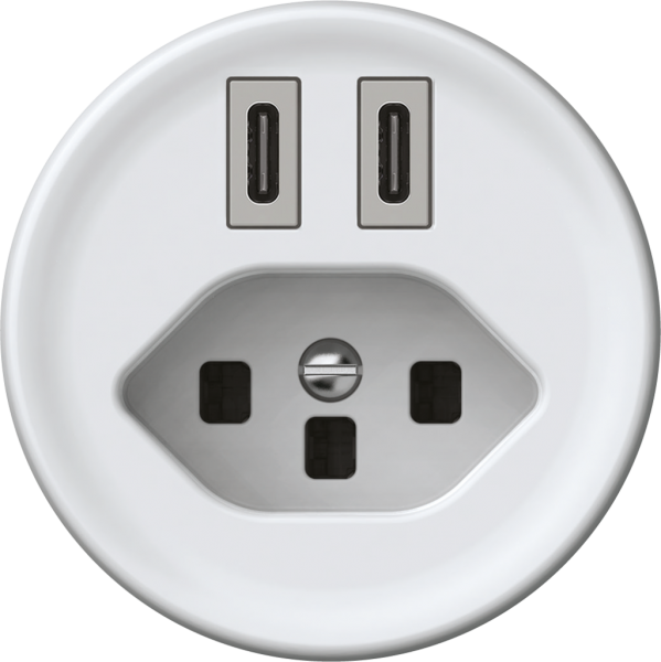 USB-Ladesteckdose origin 2×USB-C 3000mA 5V mit Typ 23 weiss 