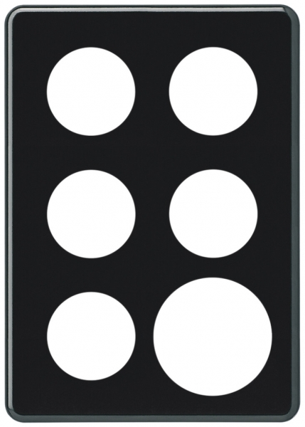 Placca di copertura INC basico 3×2 5×Ø43mm+Ø58mm nero 