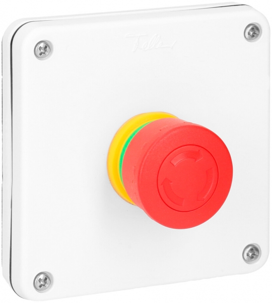 Bouton arrêt d'urgence ENC AWAG, 3A 230VAC/10A 24VAC, NO/NC, IP55, bc 
